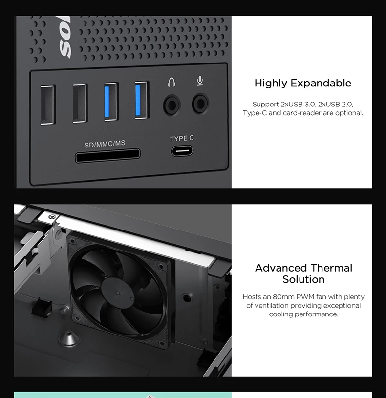 Sohoo Case 8.3l Desktop Sff Slim Business Pc Chassis