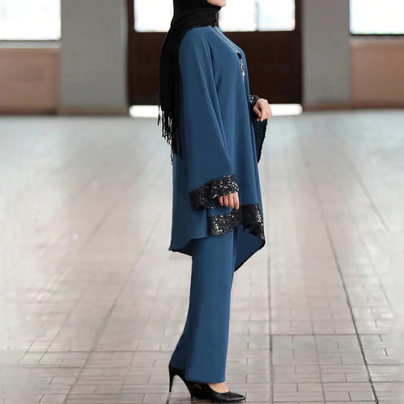 Wholesale Islamic Clothing Turkish Muslim Women Clothing Suit Two Piece Set Loose Clothes