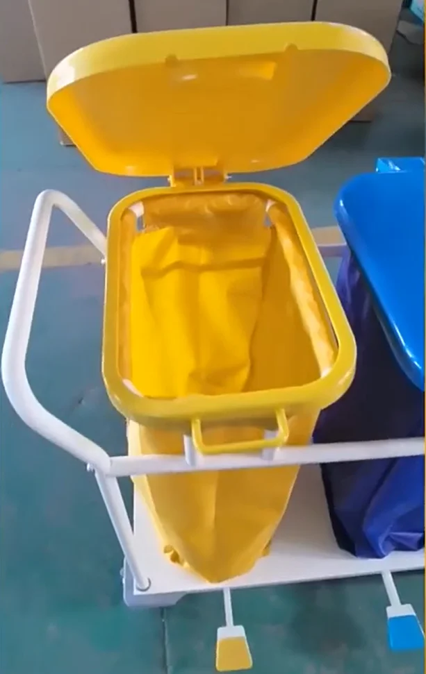 Customized Hotel Stainless Steel Linen Laundry Trolley Cleaning Cart Hospital Trash Can