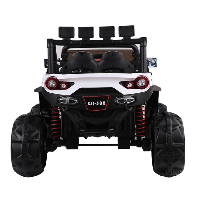 New Unisex Two-Seat Toy Ride-On Car Large Battery One-Click Start Remote Control Music Player MP3 Function Kids Plastic Material
