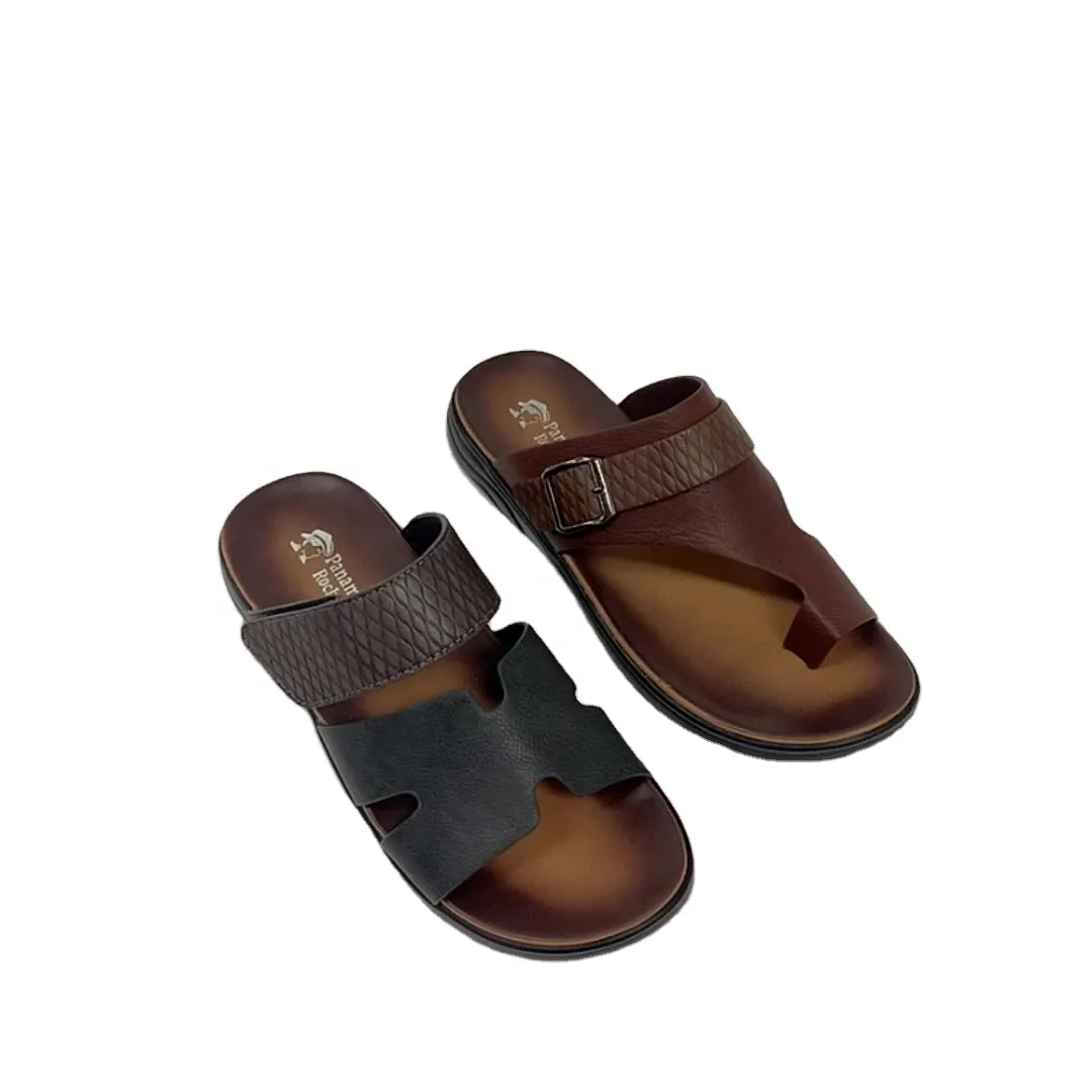 Factory Direct Selling Pu Soft and Breathable Outdoor Walking Dubai Saudi Arabia Men slippers