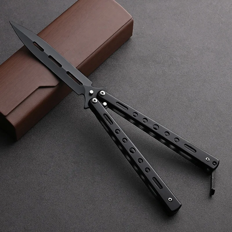 Wholesale Stock 3D Printed Unsharpened Blade Butterfly Knife Metal Exercise Knife Stainless Steel Dull Blade Training Knife