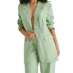 Custom High QualityMSingle Breasted Longline Women Casual Blazer Women's Two Pieces Set