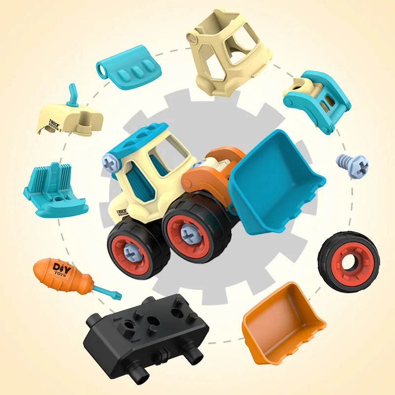 Детская Разборка и сборка, инженерный грузовик, экскаватор, бульдозер, Обучающие игрушки, интересный автомобильный комплект «сделай сам» с винтом