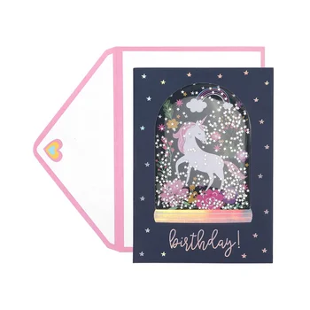 Funny Plain Shake Unicorn Greeting Cards, Manufacturer Custom Printing 3D Handmade Birthday Cards With Envelope