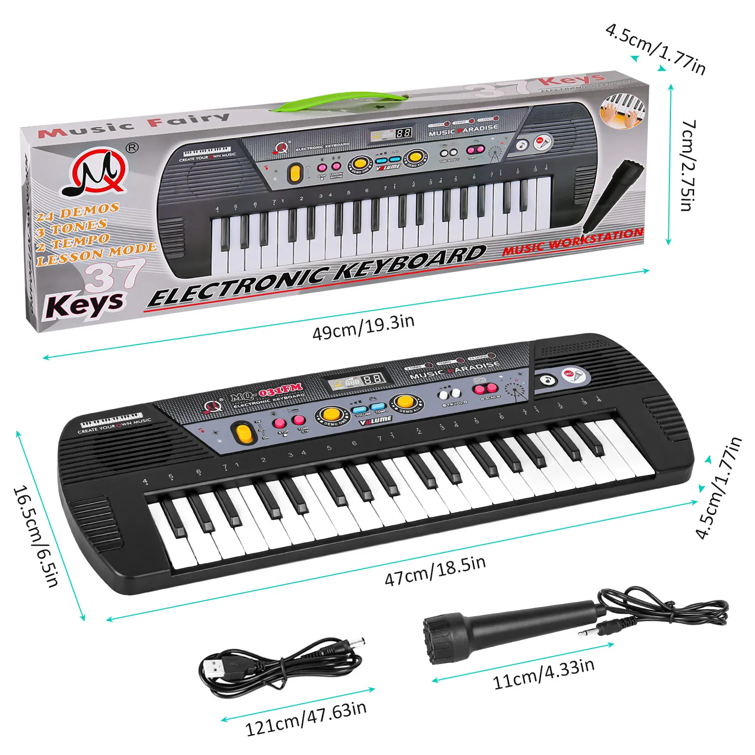 37 пианино клавиатура многофункциональный FM радио режим смарт развивающие игрушки с микрофоном музыкальный инструмент для детей