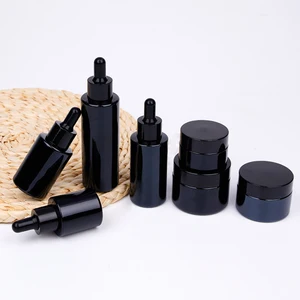 20ml 30ml 40ml 60ml Black Amethyst Glass Dropper Bottle 20g 30g 50g Raw Material Glass Jar for Eye Drop Cosmetics Packaging