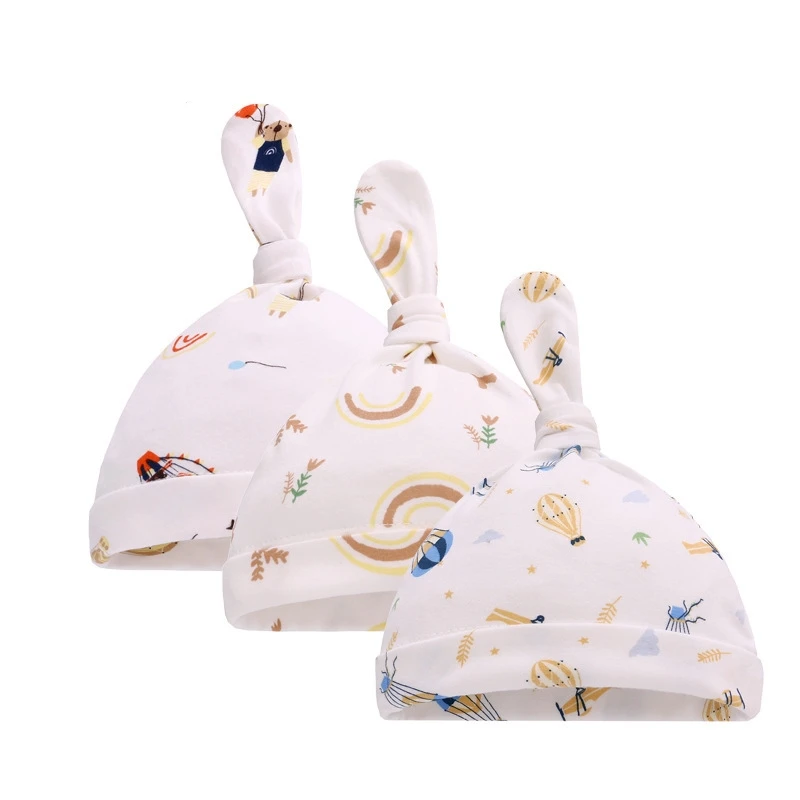 Мягкие милые вязаные детские шапки-бини из хлопка для малышей