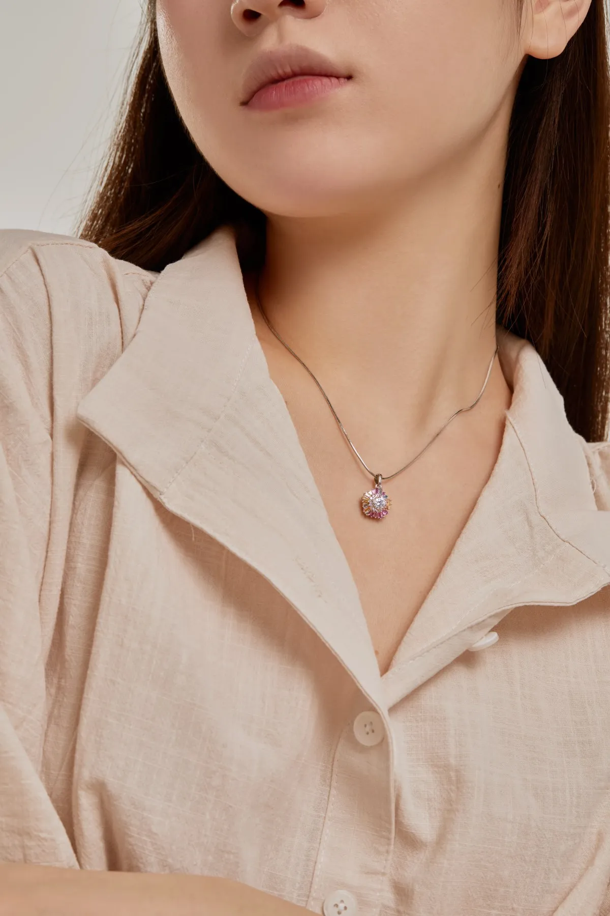 KAKODIY Classic Design 925 Sterling Silver Women's Pendant Necklace Colorful Zirconia Design Chain Boutique Jewelry detail 4
