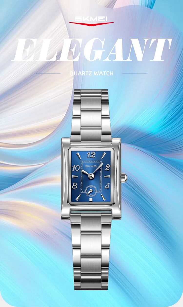 Skmei 2570 Elegant Fashion Women Quartz Watch Costume Stainless Steel Band Waterproof Rectangle in Stock Casual Watch Set