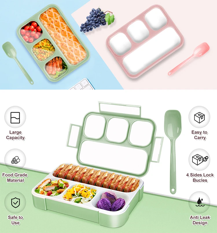 Lula Containers With 4 Compartments Food Storage Bento Lunch Box For ...