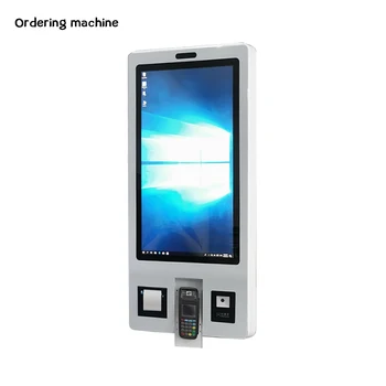 Touchscreen queue bank restaurant menu hotel self service ordering payment kiosk machine service with card reader holder