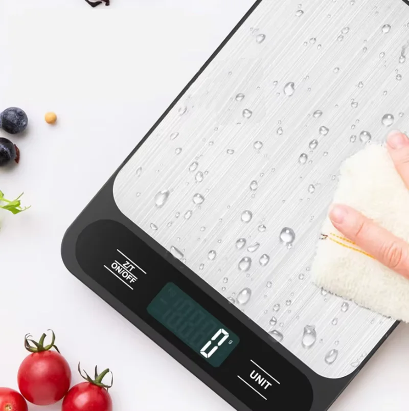 AmazonBasics Stainless Steel Digital Kitchen Scale with LCD Display Batteries Included Digital Kitchen Food Scale