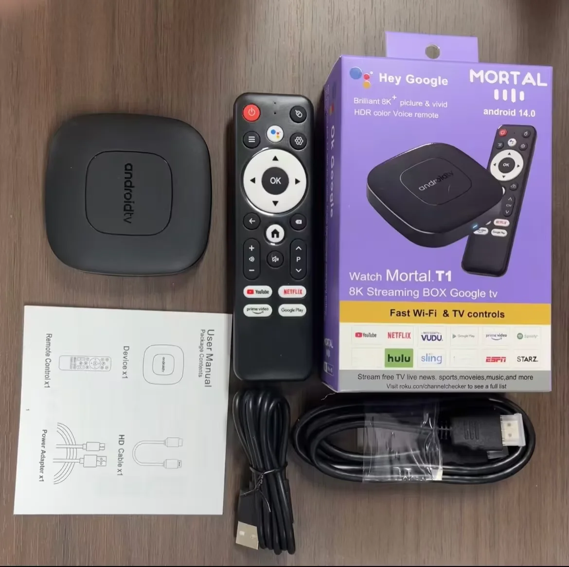 Mortal T1 Android 14.0 Quad Core 4K Streaming TV Box