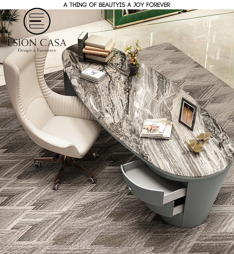 ESION CASA white and gold office desk with drawer modern ceo computer