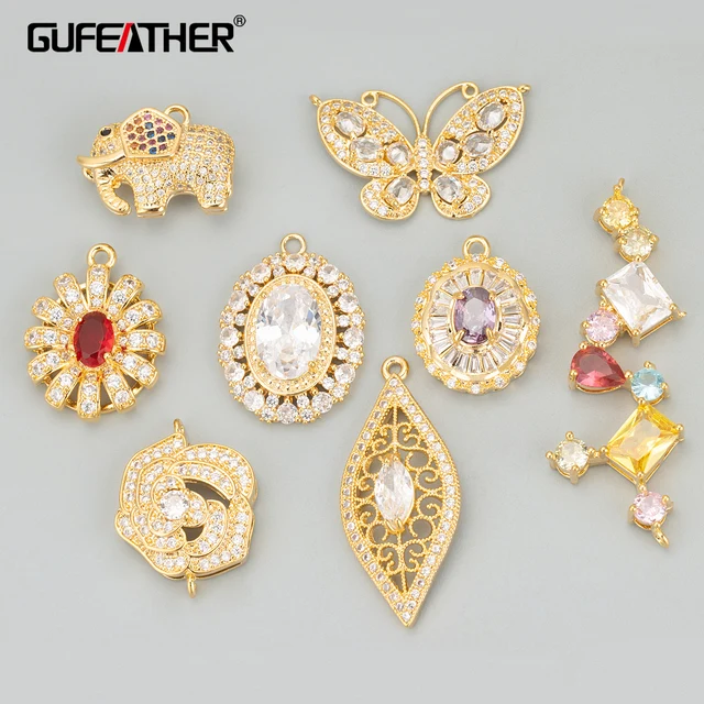 ME49  jewelry accessories,18k gold plated,copper,zircons,hand made,charms,necklace making findings,diy pendants,4pcs/lot