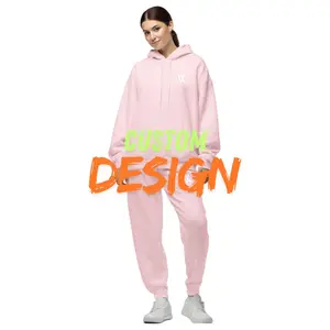 Women's Matching Hoodie Tracksuit Set - Solid Color Hooded Top & Sweatpants for Lounge, Gym & Casual Streetwear