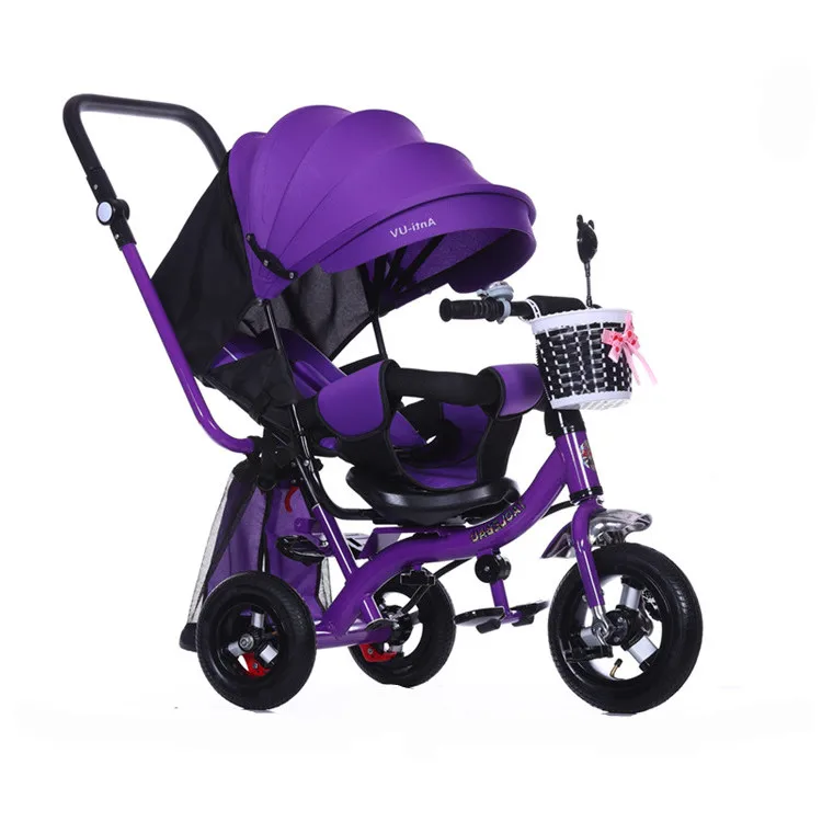 Wholesale High Quality Carbon Steel 4 in 1 Baby Tricycle