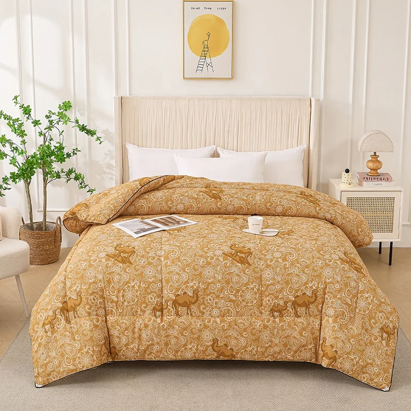 Custom bronzed camel wool foldingwinter quilt anti-bacterial skin deluxe warmanti-cold polyester fiber comforter special price
