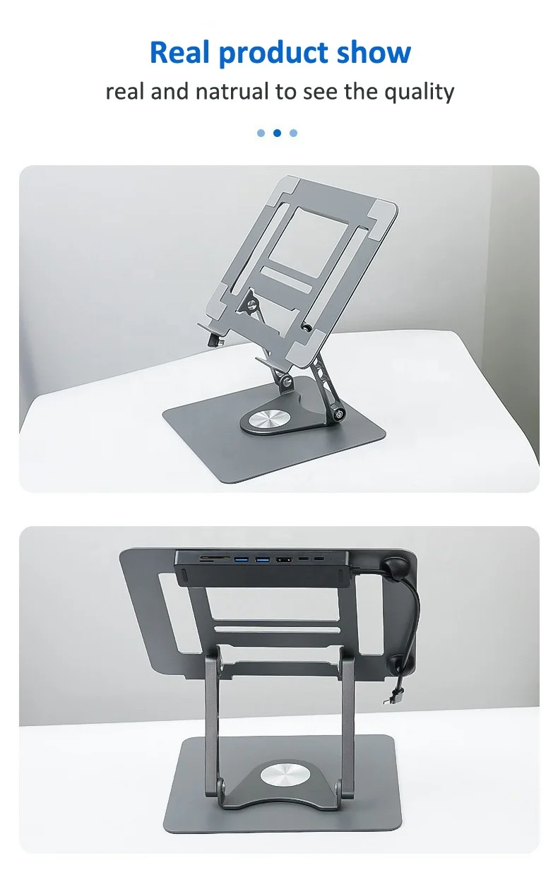 Chinese factory supplier supply  Adjustable Laptop Stand 360 Rotating With Usb Type C Hub 8 In 1 Usb Hub Multi Function Adapter - Buy 8 In 1 Usb C Hub 4k Hdtv Usb 3.0 Sd/tf Card Reader 3.5mm Audio Jack And Gigabit Ethernet Port Type-c Docking Station usb C Hub Docking Station new Multifunction Type-c To Hd-mi Vga 9-in-1 Docking Station Usb C Hub With Base Mobile Phone Smart Adapter Wireless Charger