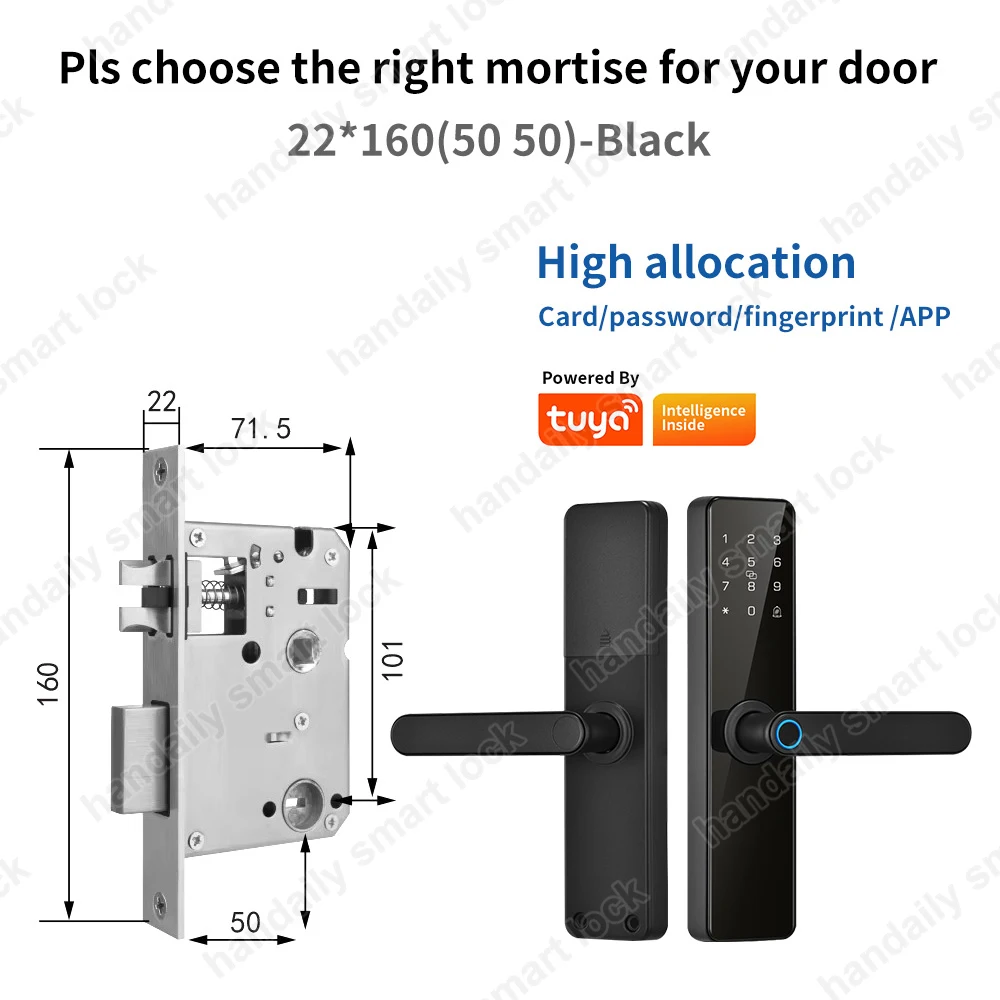 Low Price Apartment Room Handle Front Door Lock Ttlock Tuya App Biometric Code Fingerprint Smart Door Lock for Home Security