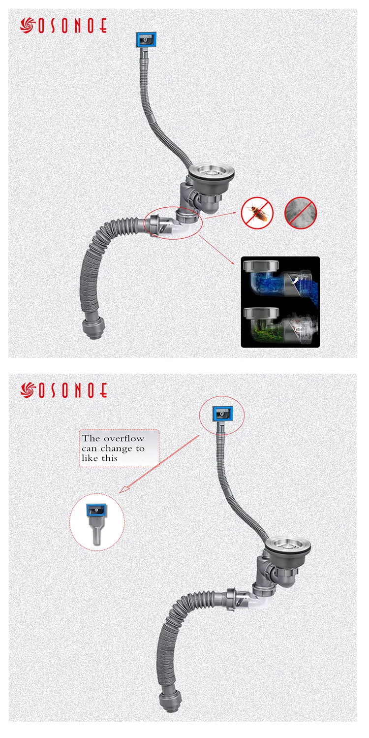 product osonoe supply wholesale kitchen sink  vegetable washing basin  drainage pipe anti odor rear drainage-3