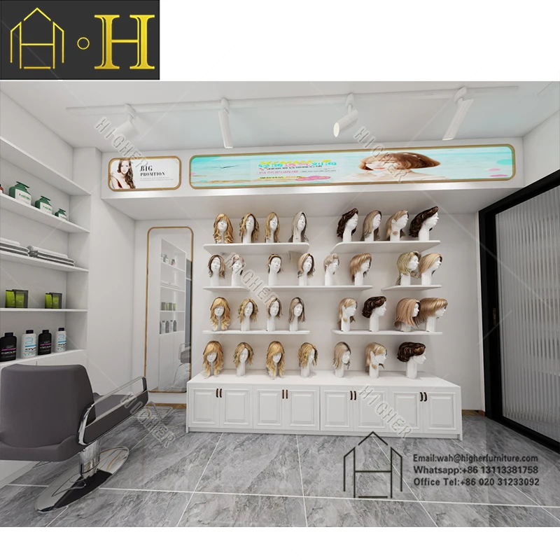 Luxurious Beauty Supplies Store 3D Design Wig Hair Store Interior  Decoration Display Shelf Hair Shop Furniture