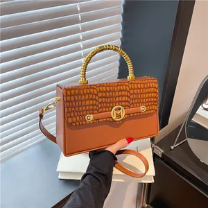 Luxury Box Designer Handbags for Women Stylish Coiled Gold Handle Purses Ladies Shoulder Bag