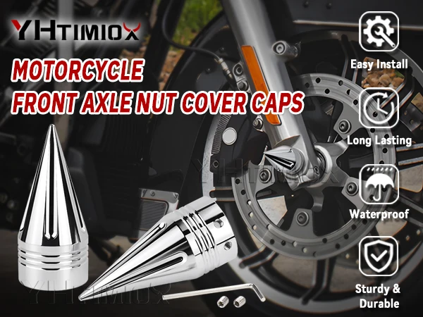 Front Axle Nut Cover シルバー 43000064 新品未使用 Harley-Davidson® Defiance Front Axle Nut Covers - Black Cut