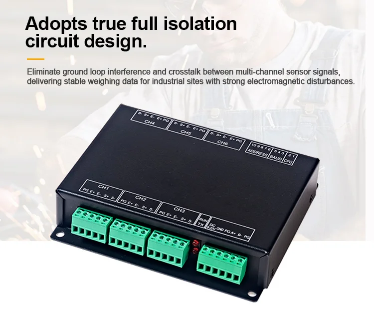 product huaqingjun 8 channel fully isolated weighing transmitter rs485 communication high precision modbus rtu module for smart factory-12