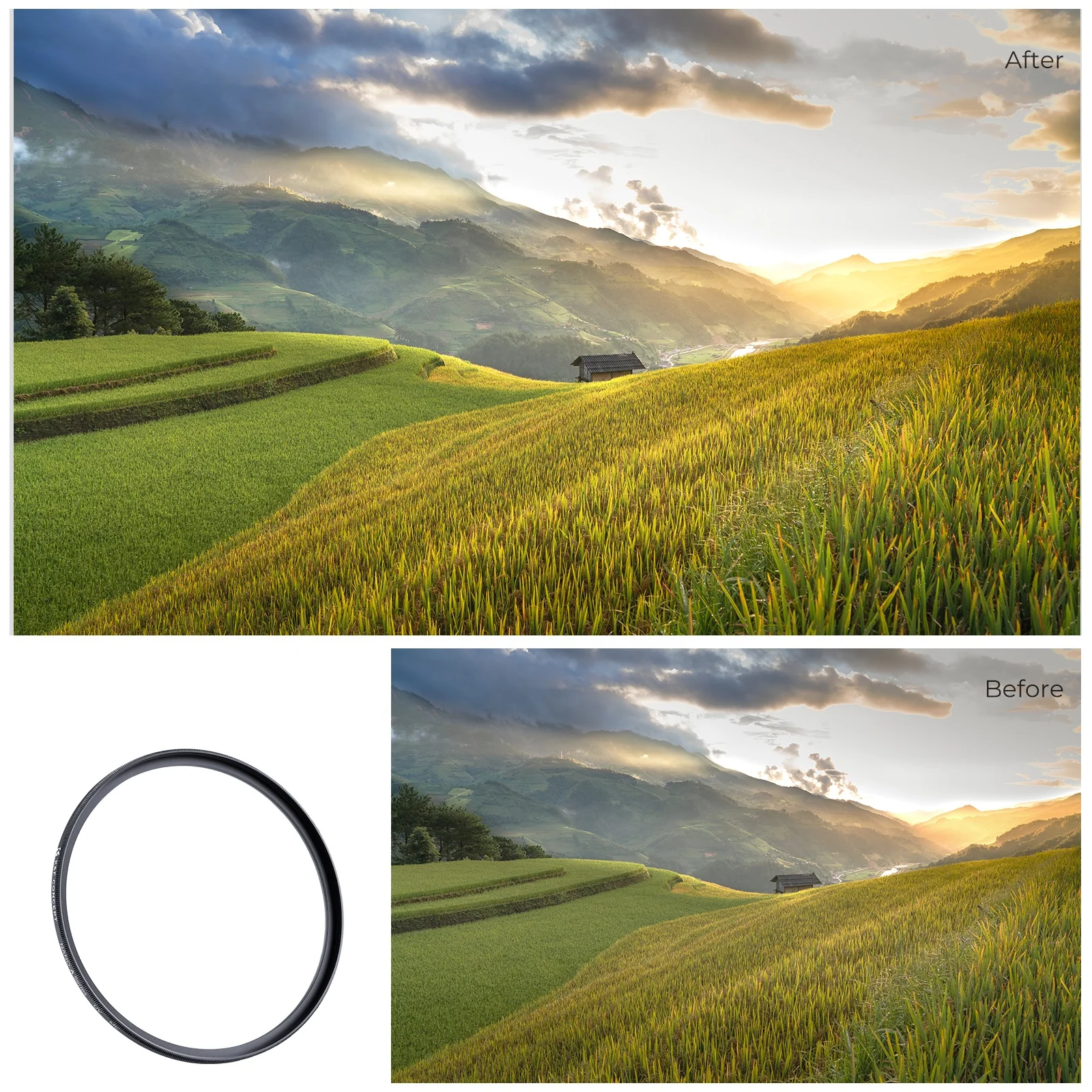 K&F Concept Slim Multilayer Green MCUV Filter 55mm Photography Star Filter Uv Camera Lenses