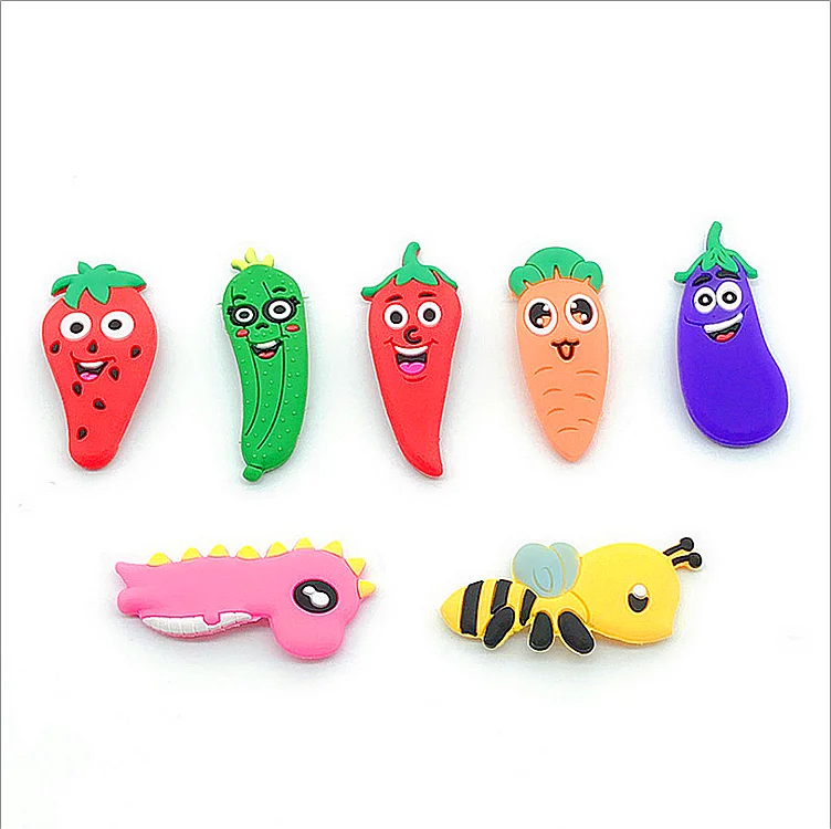 Модная резиновая заколка для волос из ПВХ с мультяшными фруктами 3D или 2D на заказ заколки девочек малышей