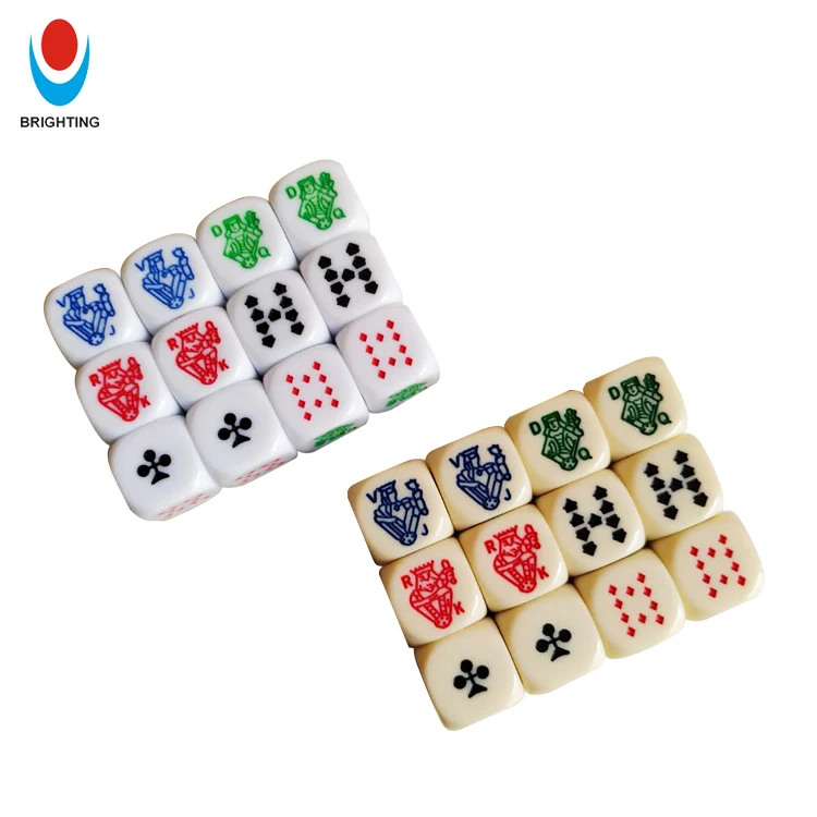16 мм D6 квадратные округлые белые цвета слоновой кости гравировка дизайн индивидуальная печать логотипа игральная игра компоненты Акриловые Пользовательские покерные