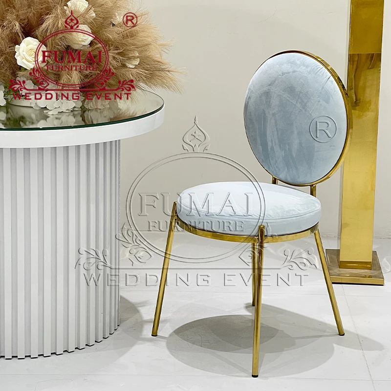 Titanium Stainless Steel Frame Round Back Unique Wedding Chair for Weddings