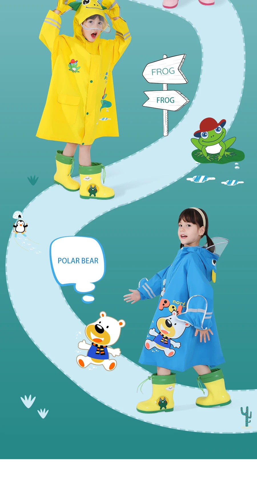 Back to school waterproof raincoat cartoon print raincoats with schoolbag children's rain coat for kids students manufacture