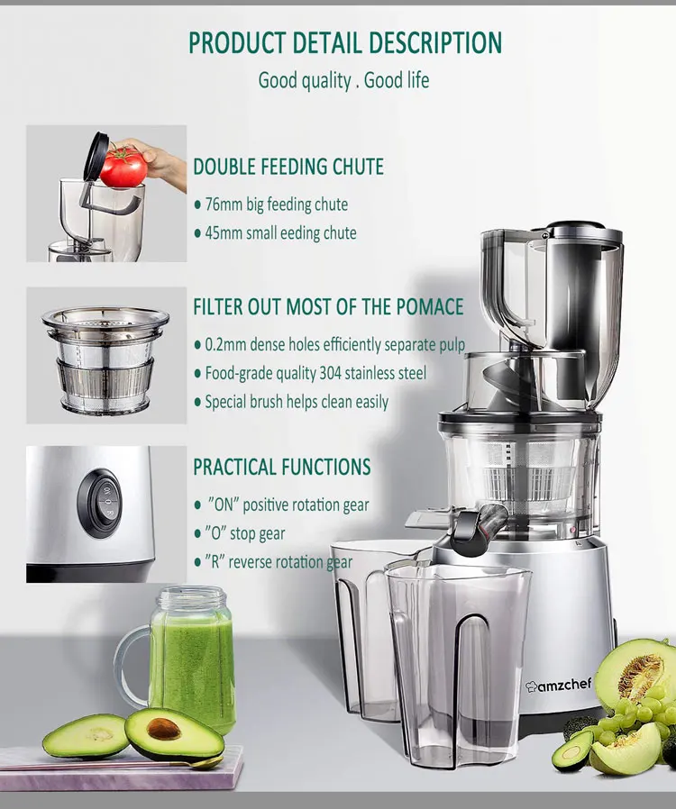 2023 New Arrival Automatic Pulp Ejection Slow Juicer Selfcleaning