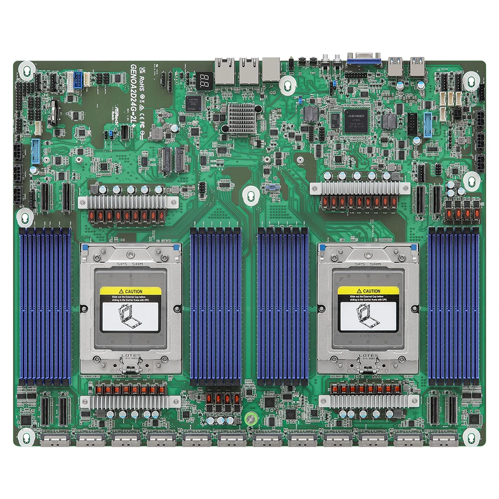 For ASRock Rack Server Motherboard GENOA2D24G-2L+ Dual Socket SP5(LGA 6096)  Support AMD EPYC 9004 Series Processors DDR5