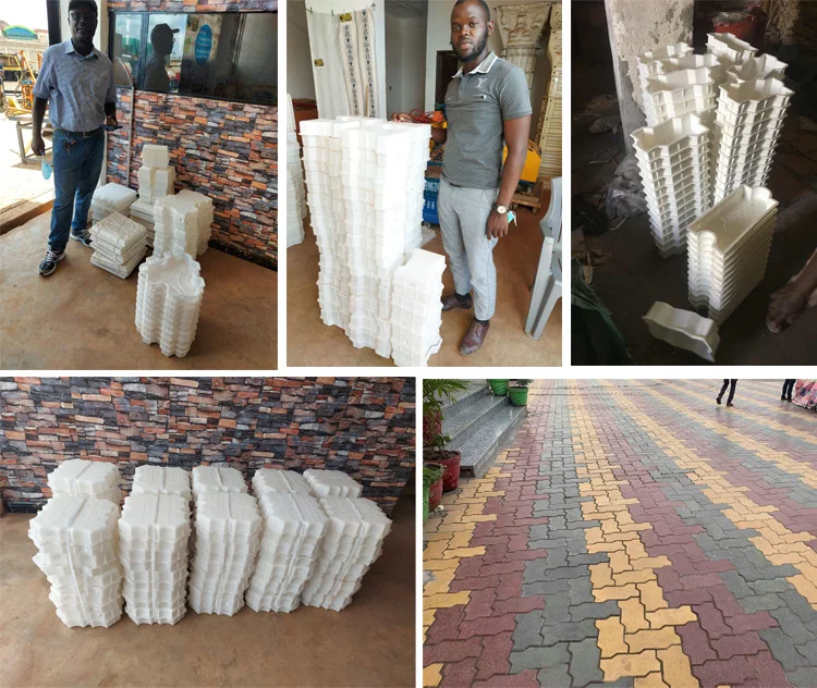 Rubber plastic pvc paver block mold interlock concrete tile silicon moulds for paving