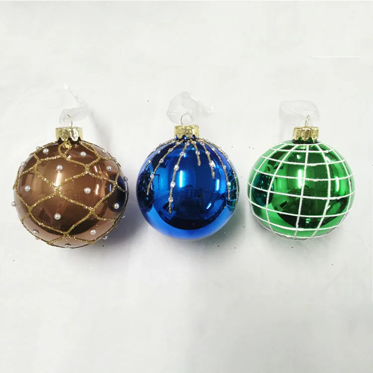 wholesale christmas tree hanging decoration xmas ball glass ornaments customized christmas ornaments painted blown glass ball manufacture