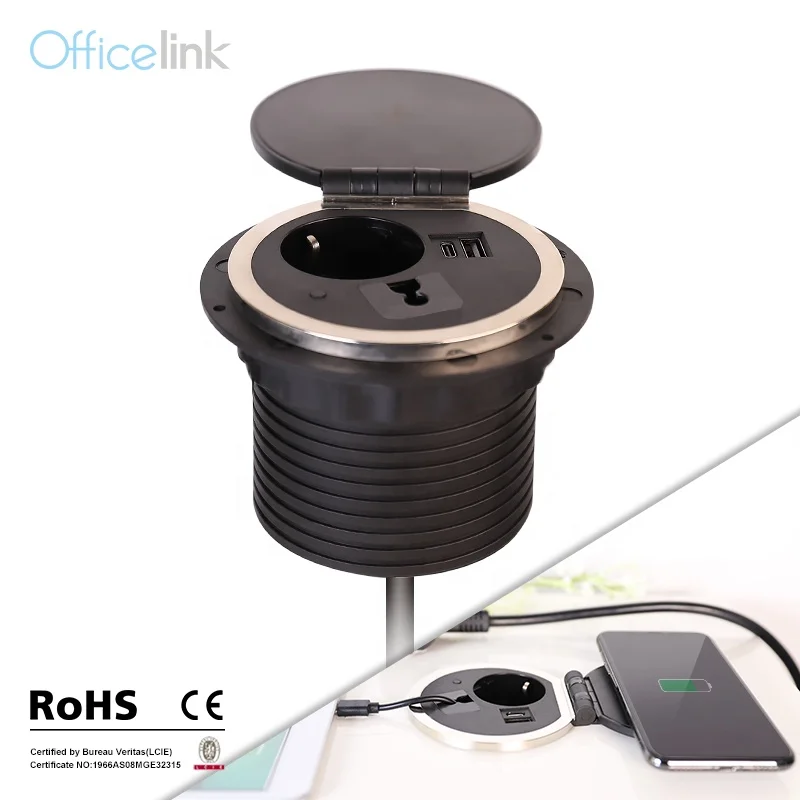Grommet With Socket QC Charger and Wireless Charger