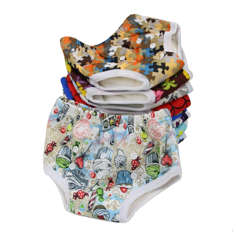 Training Pants Reusable Pull up Diapers Ohbabyka Washable Bamboo Cloth Polyester Babies Printed 2 Layers Microfiber Inserts