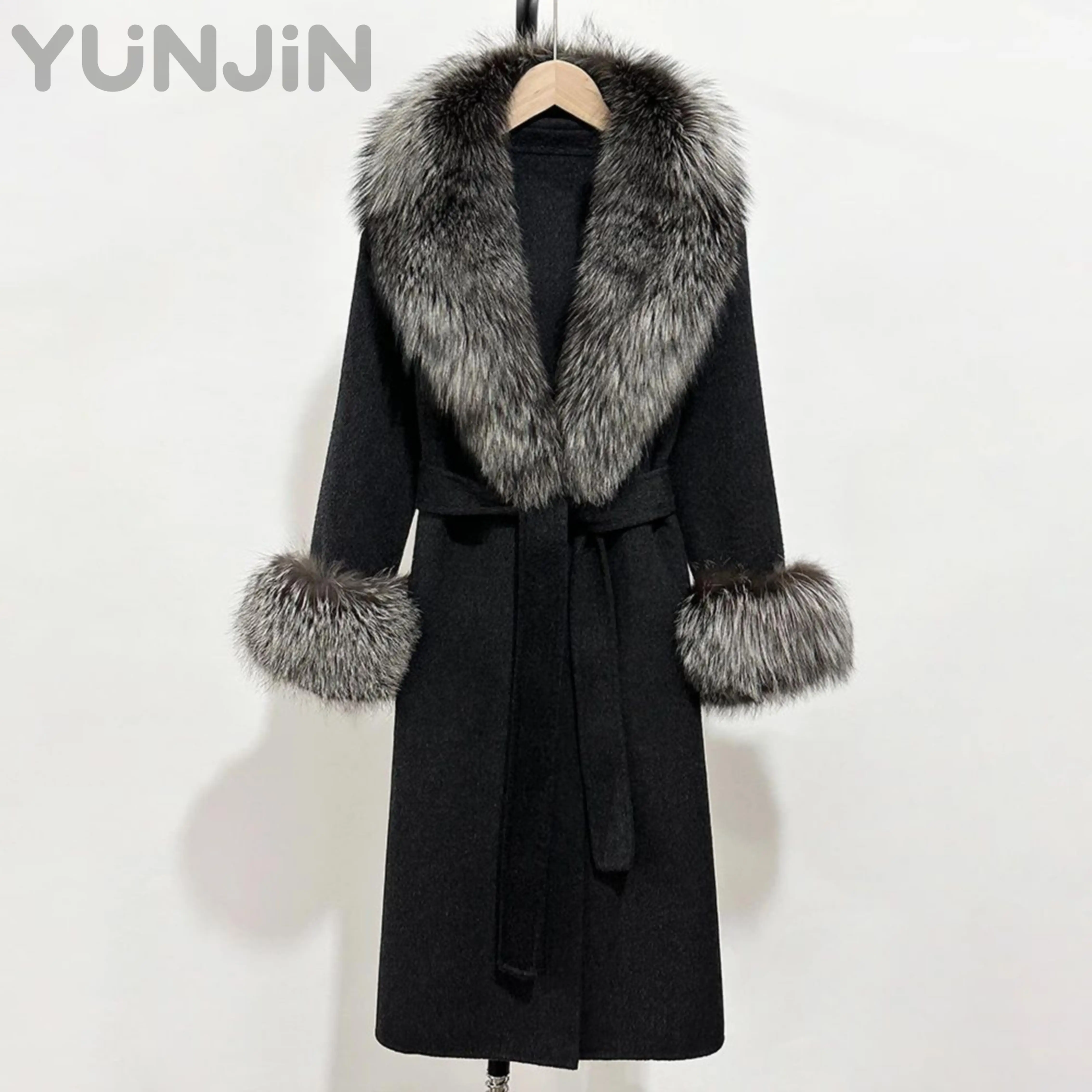 Luxury Elegant Double-Faced Wool Cashmere Winter Coat Women's