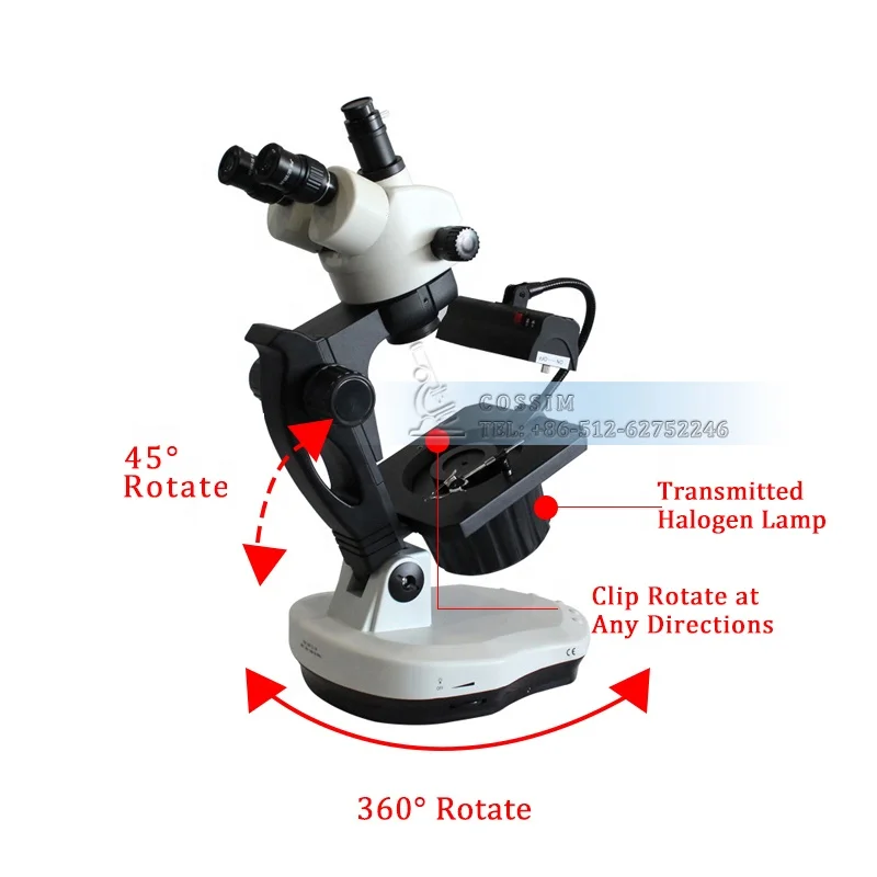 VGM600A Gemological Trinocular Microscope Zoom Jewelry & Gemology Microscopes with Ellipse Base