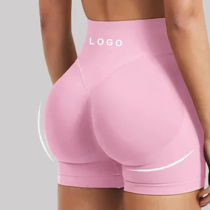 Hot Sales High Waist Shorts Seamless Scrunch Butt Biker Shorts Elastic Waist Quick Dry Gym Fitness Women Sportswear Yoga Shorts