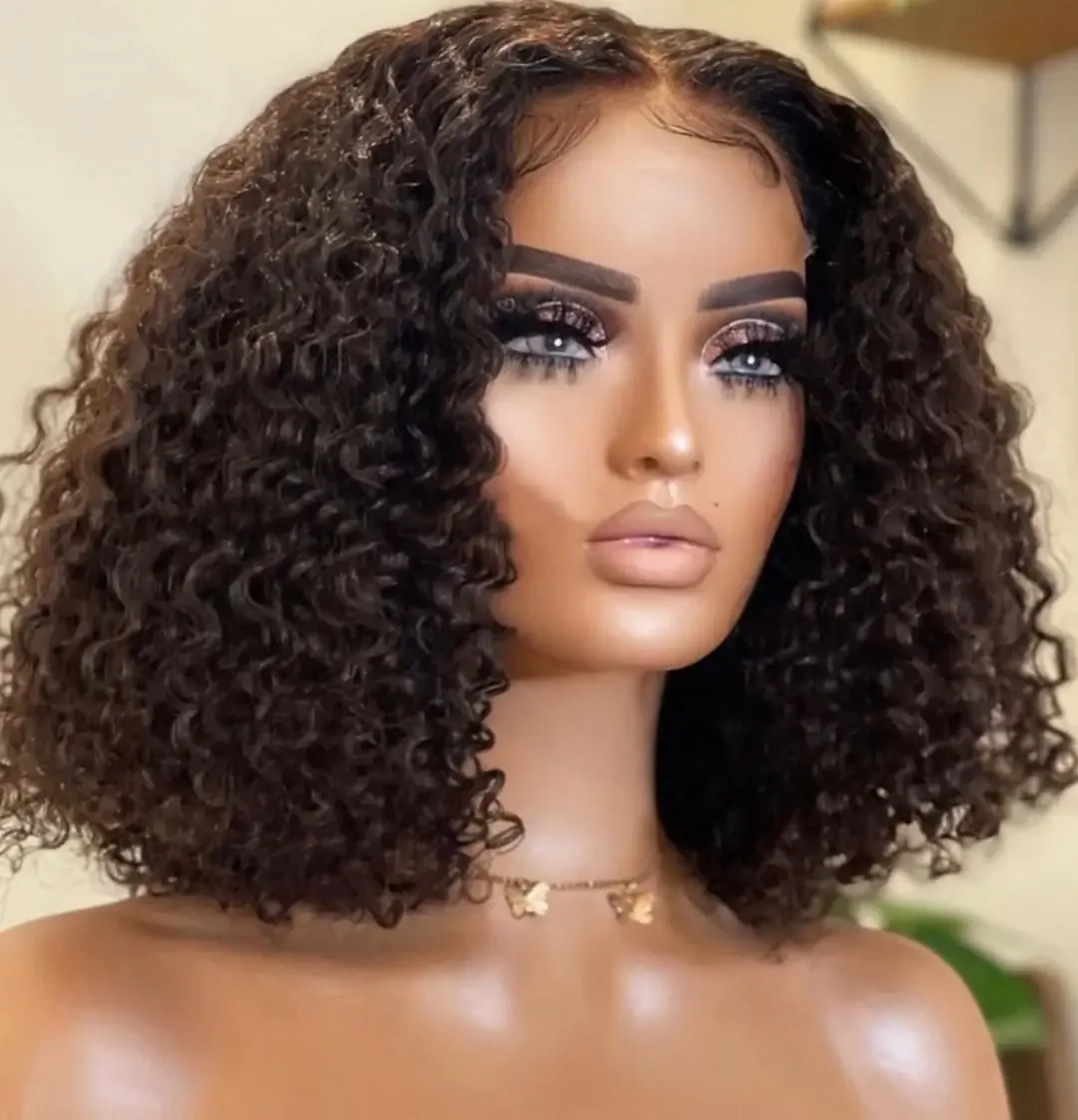 Deep Wave Verschluss Perücke Kurzer Bob Lace Frontal Echthaar Babyhaar Wasserwellen Perücken_voghion.com