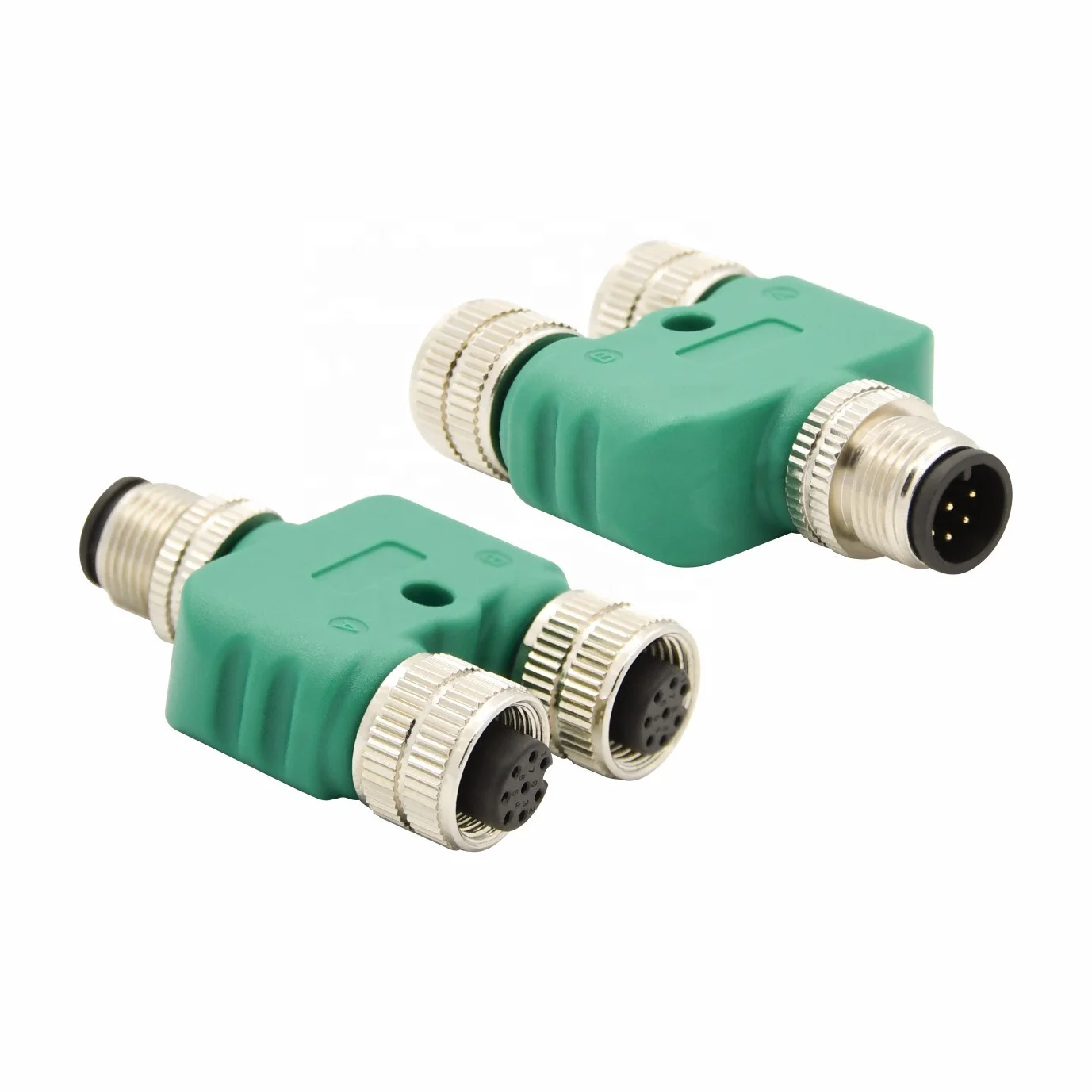 Customized m12 circular waterproof IP67 distributor female to male cable adapter Y-Splitter sensor M12 Y shape plug connector