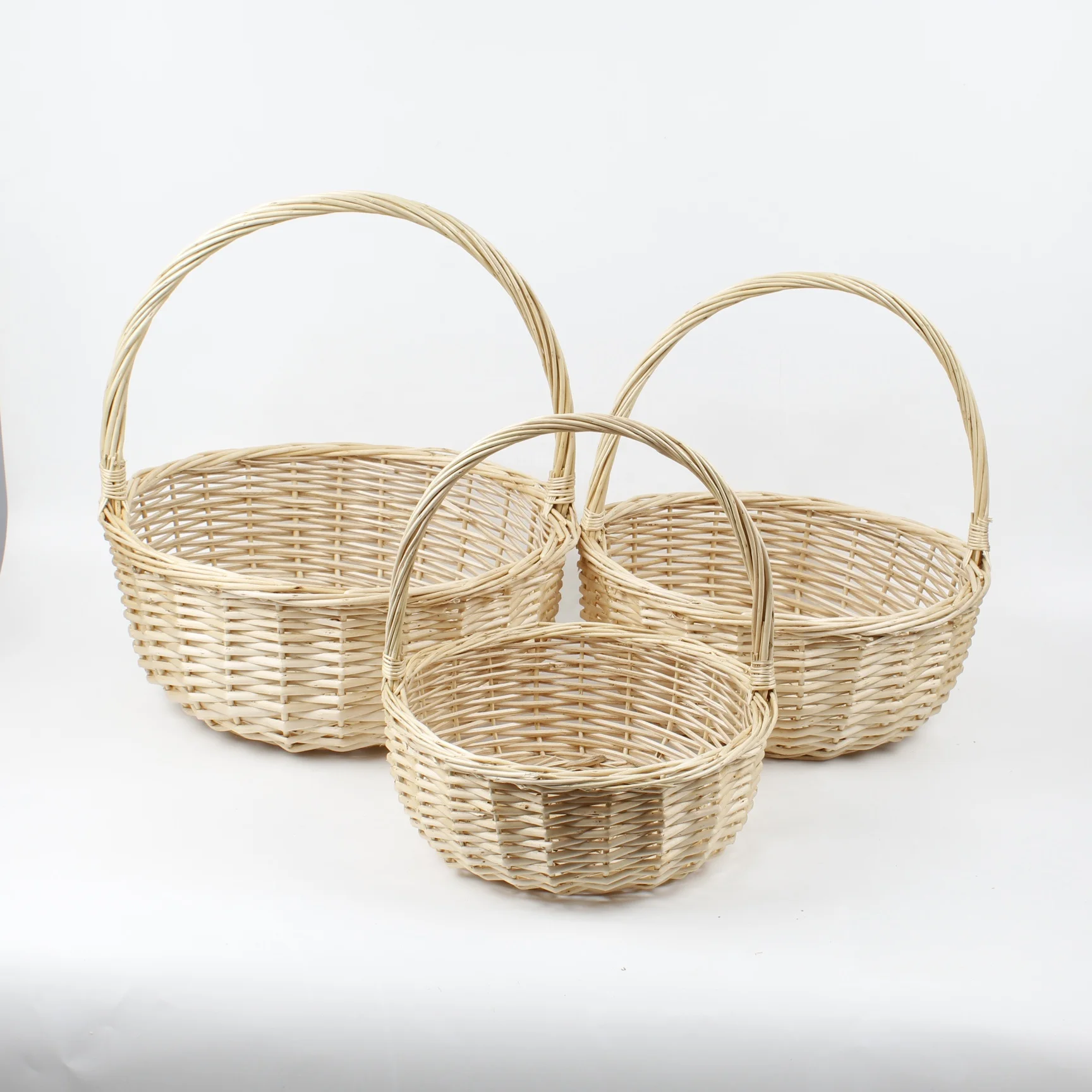White Wash Gift Wicker Flower Basket With Handle Buy White Wash