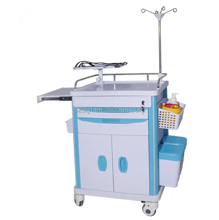 ABS Emergency Cart  Medical Emergency Trolley Caters With Big Drawers