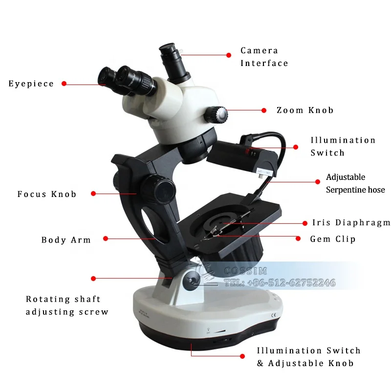 VGM600A Gemological Trinocular Microscope Zoom Jewelry & Gemology Microscopes with Ellipse Base