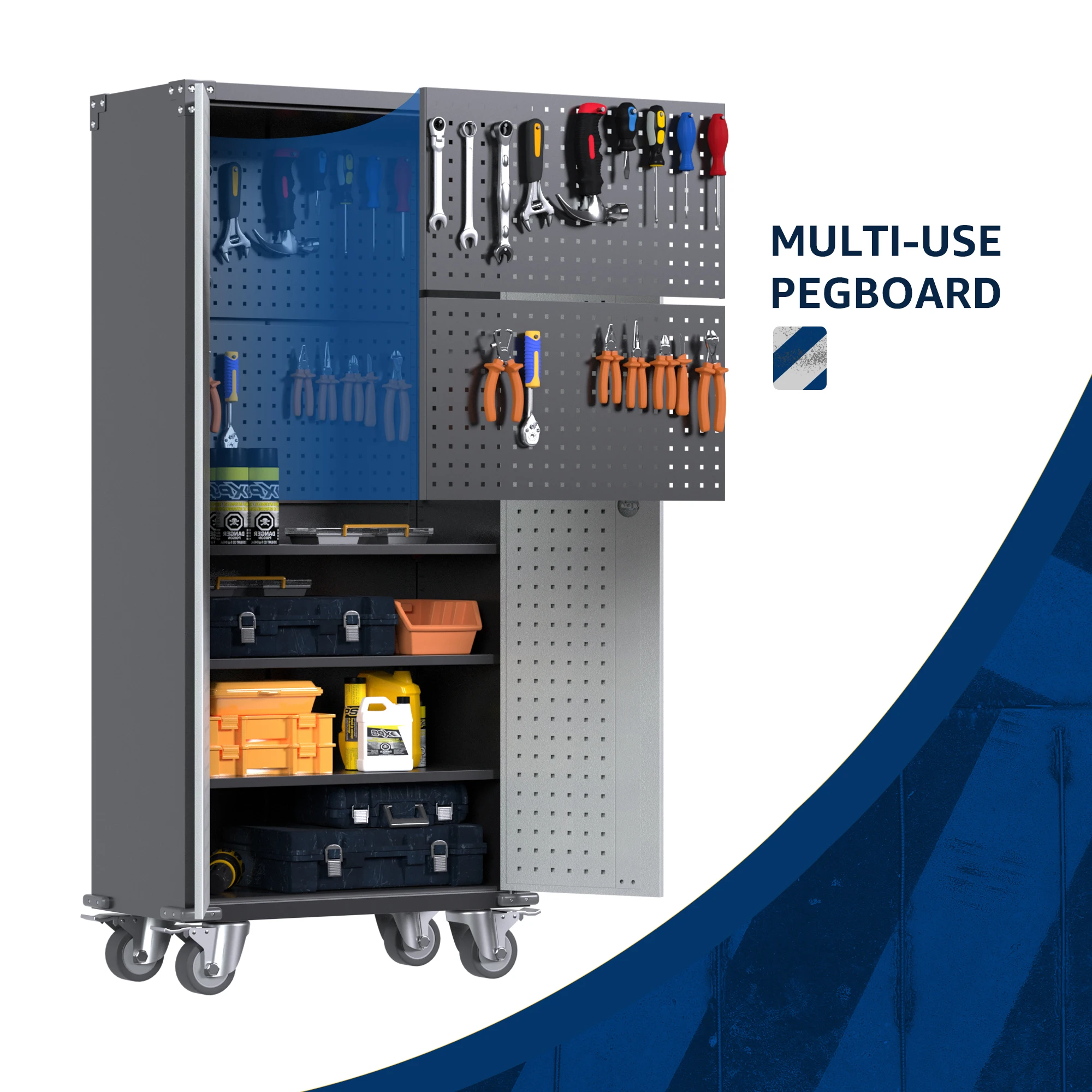 Tools Rack Movable Multi-functional Double-Colored Movable Large Steel Tool Cabinet with ...